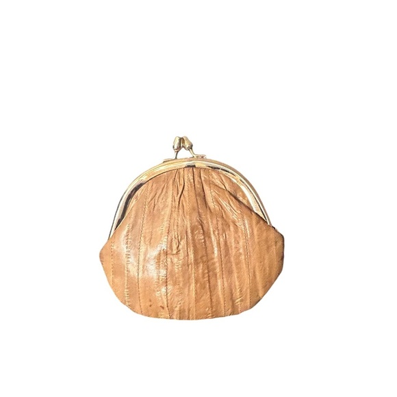 Vintage Genuine Eel Skin  Coin Wallet Change Purse Made in Korea - Picture 1 of 12
